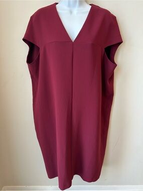 Club Monaco Burgundy Cocoon Shift Dress Size 8 Minimalist Quiet Luxury